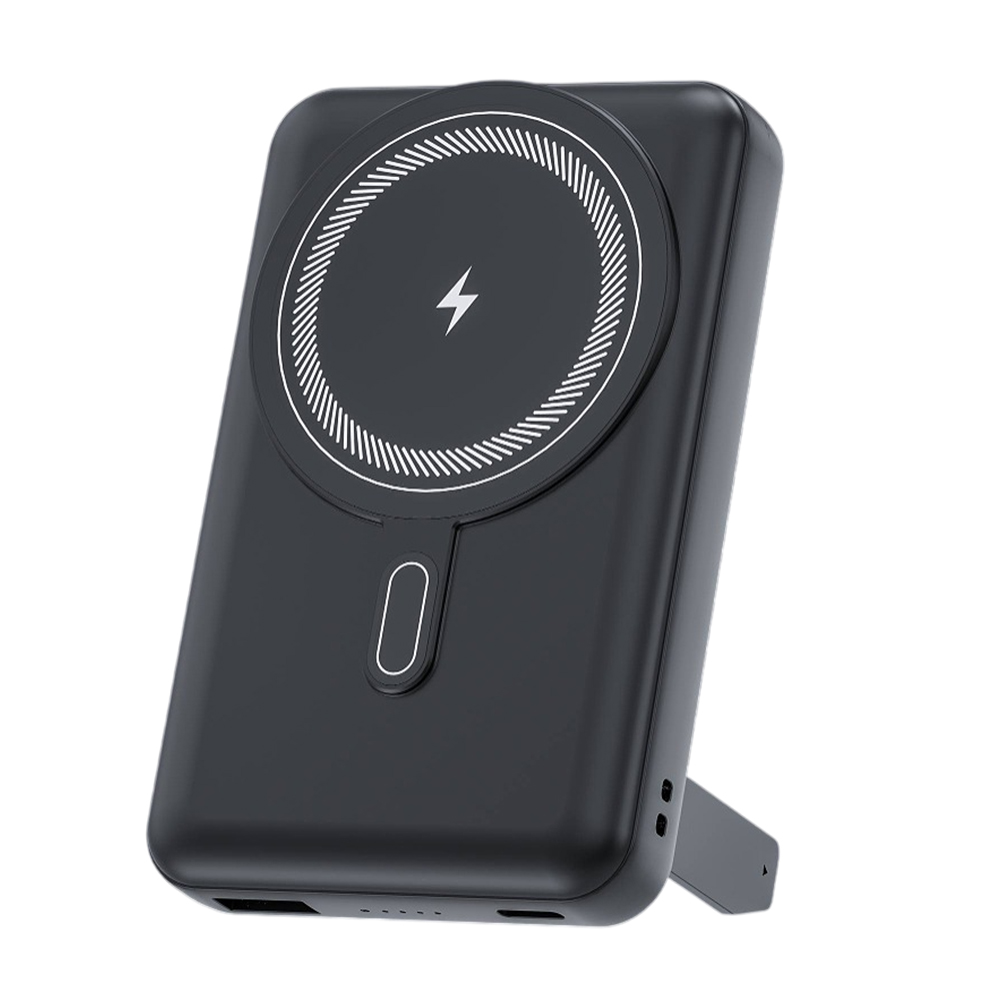 Магнитный внешний аккумулятор Axion с беспроводной зарядкой (15W), 10000 Mah, черный (Изображение 1)