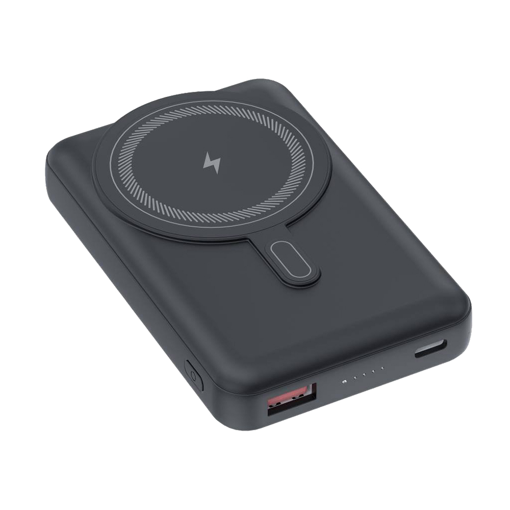 Магнитный внешний аккумулятор Axion с беспроводной зарядкой (15W), 10000 Mah, черный (Изображение 2)