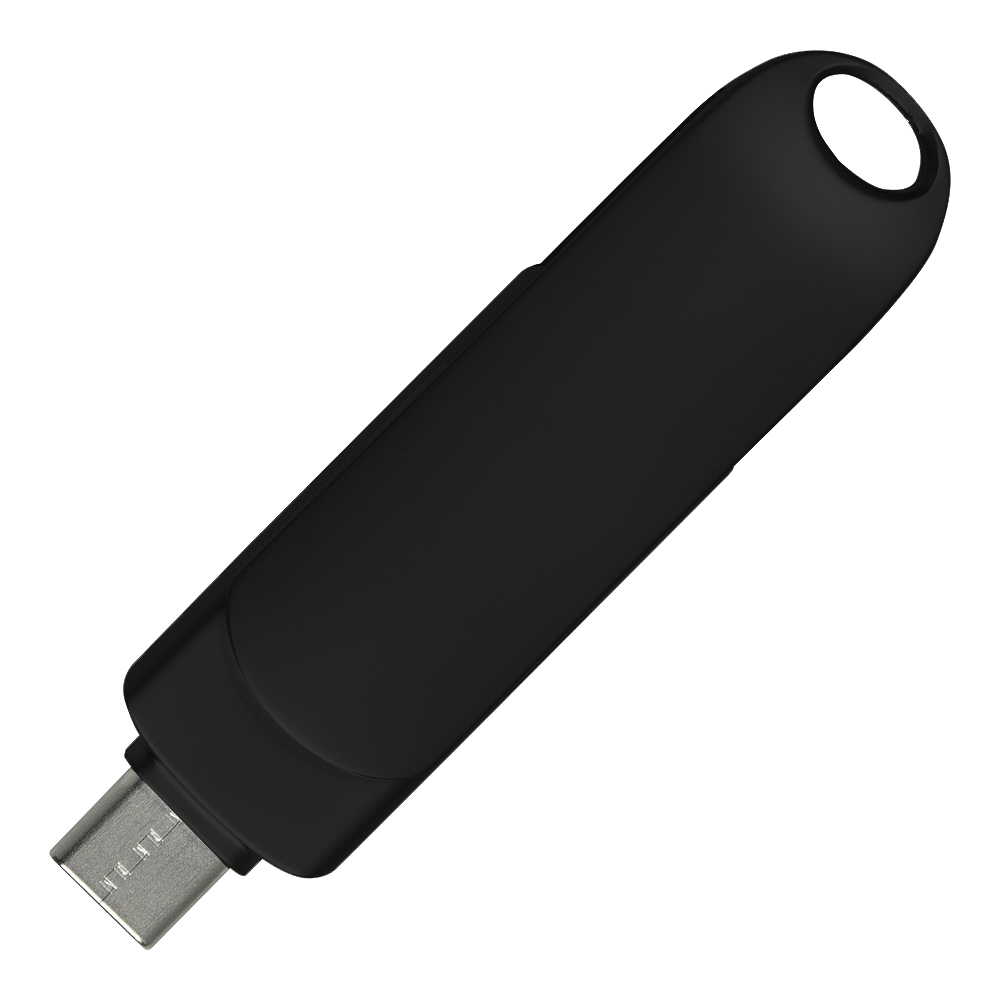 Флеш накопитель  USB 3.0 + TYPE C Cupertino, металл, черный матовый, 32 GB (Изображение 3)