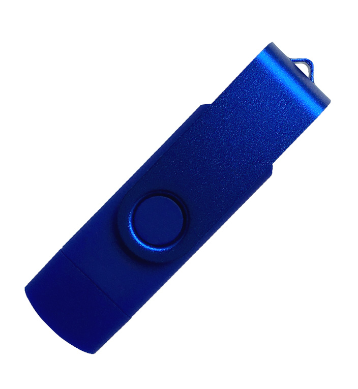 Флеш накопитель USB 2.0/OTG Twister Smart 16GB, пластик Софт Тач/металл, синий/синий (Изображение 1)