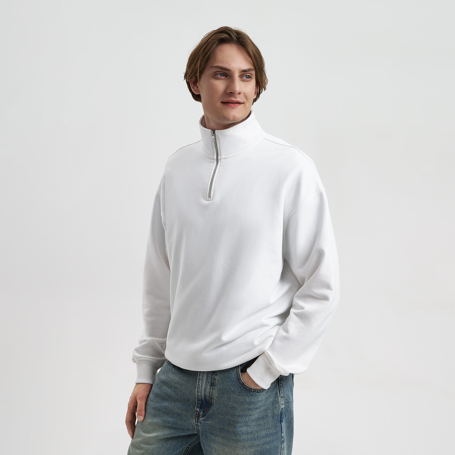 Толстовка на молнии унисекс Флоу (Flow), белая, размер 5XL/6XL (Изображение 1)