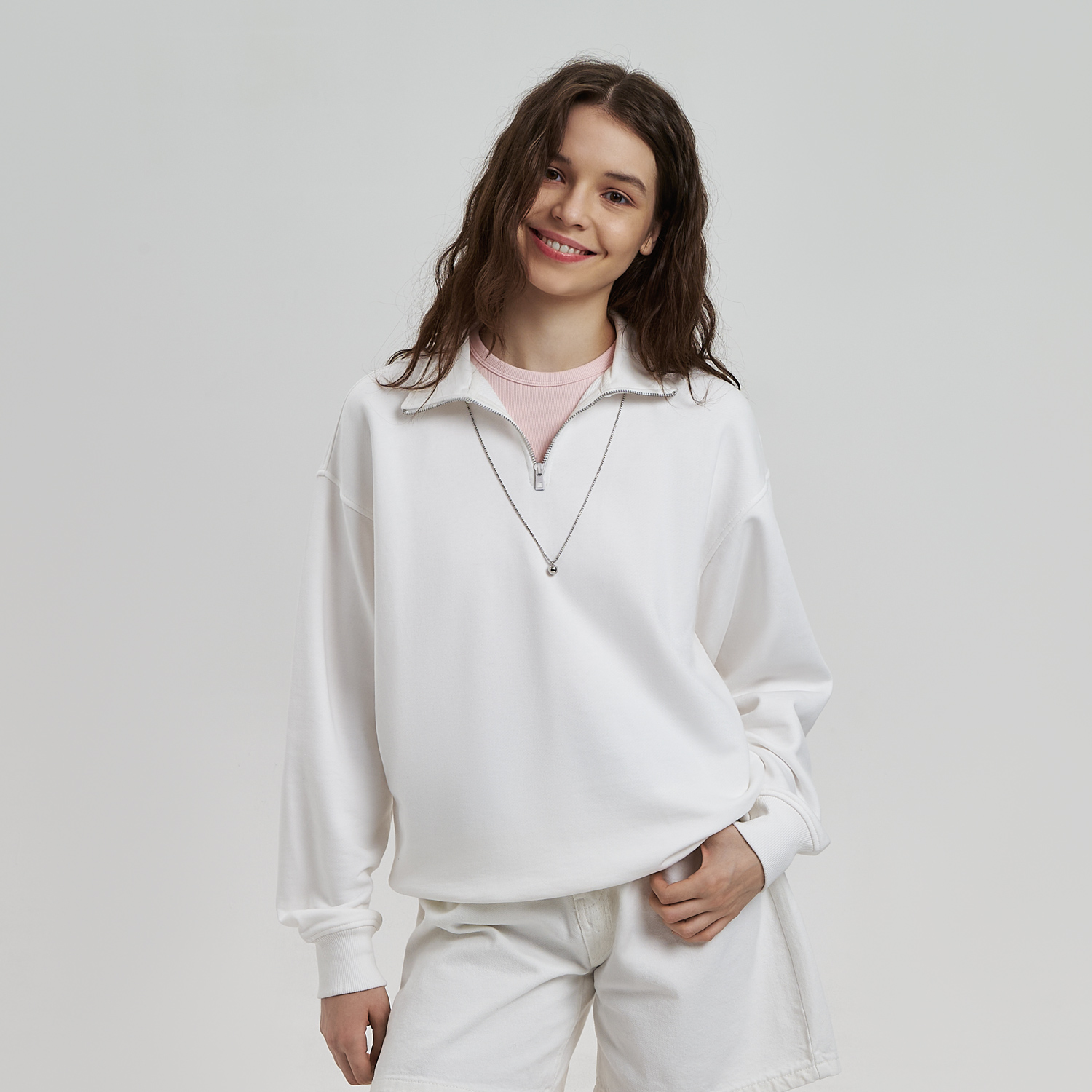 Толстовка на молнии унисекс Флоу (Flow), белая, размер 5XL/6XL (Изображение 3)
