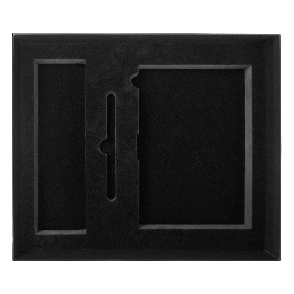 Коробка подарочная Solution Superior Alfa Soft Touch  под ежедневник, ручку и термос, 33,3*28,2*8 см, цвет черный, черный ложемент (с вырубленным ложементом) (Изображение 2)