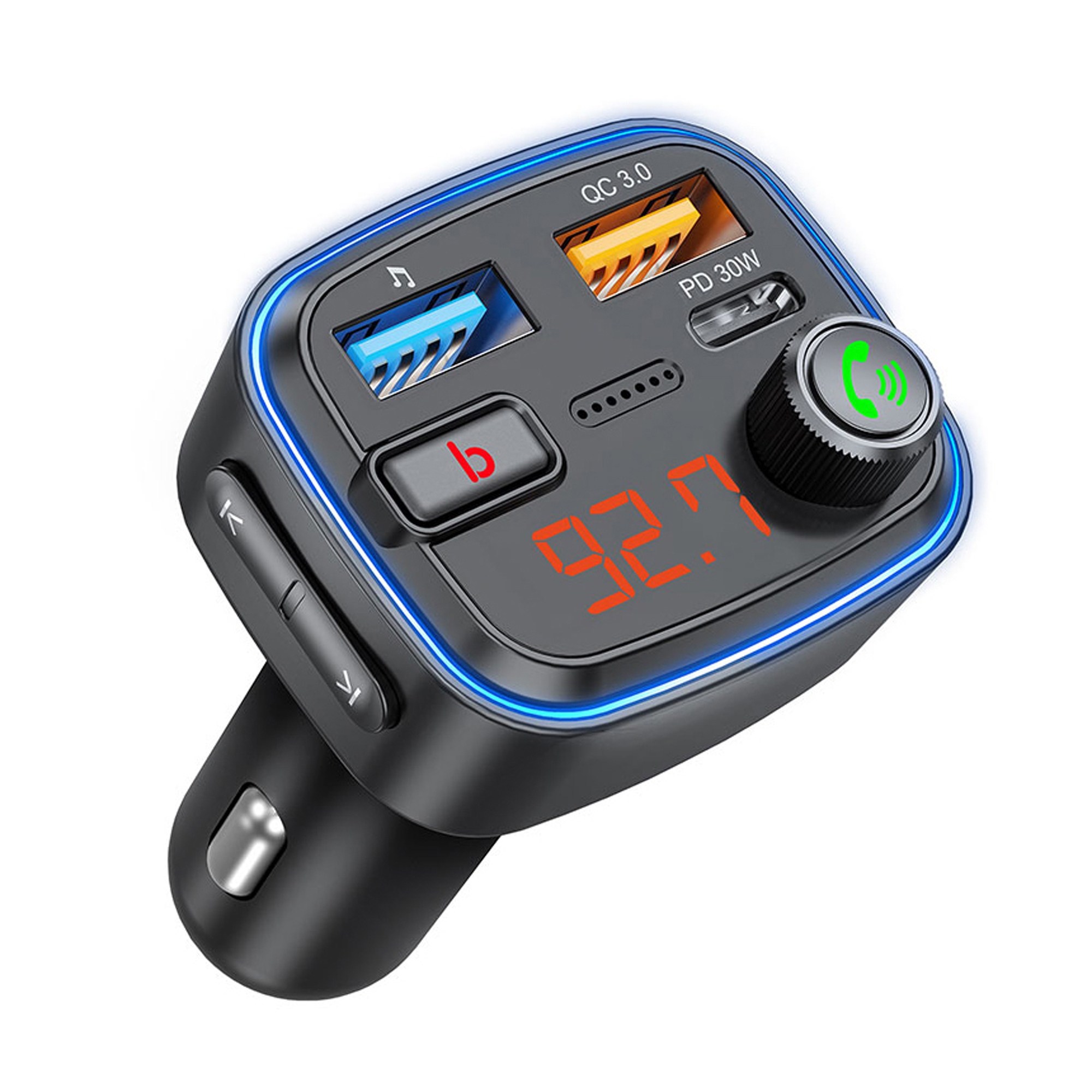 FM-трансмиттер Wave Pro, QC/PD, LED, 48Вт, ENC, Bass boost (Изображение 2)