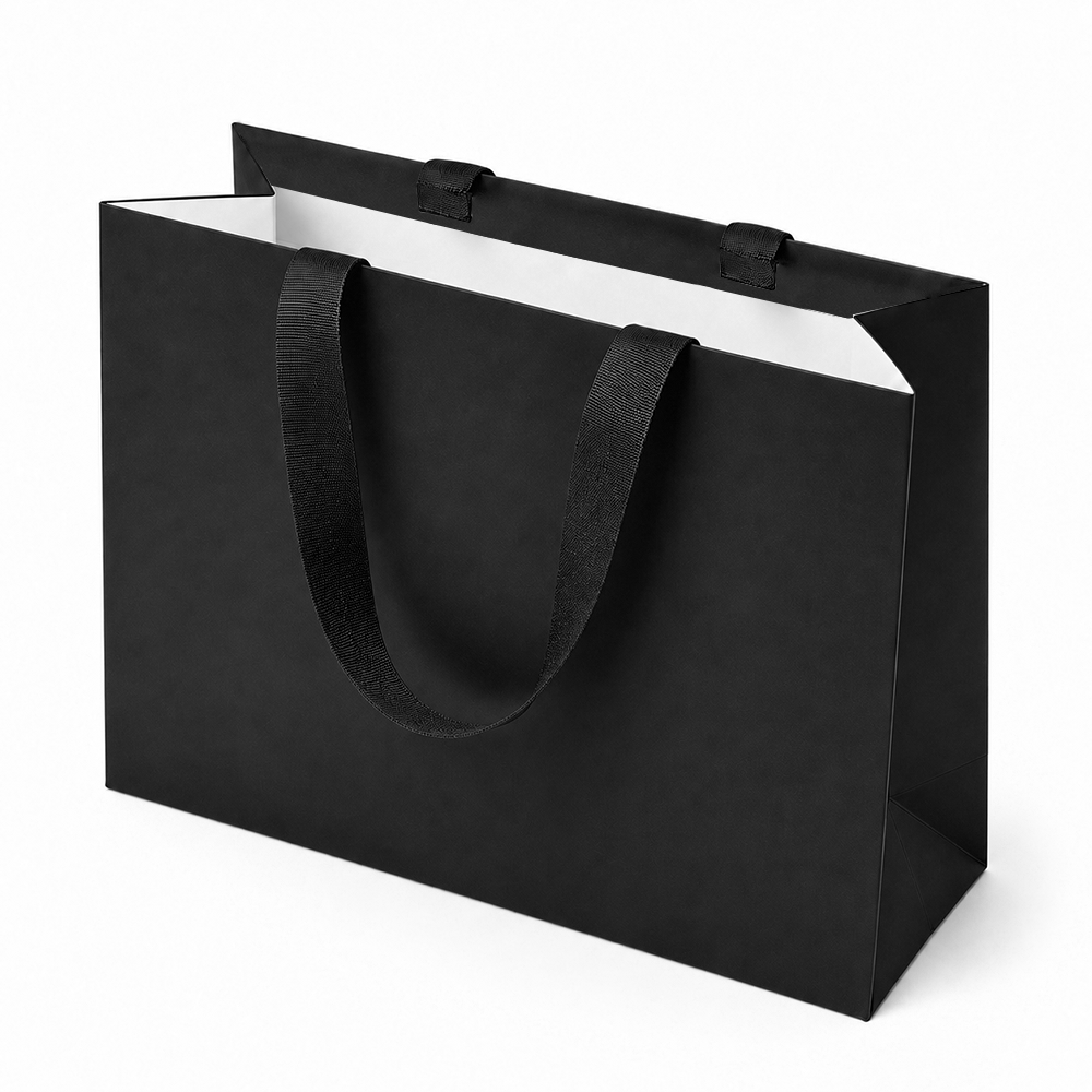 Подарочный пакет из бумаги Velora (32х24х12 см), черный (Чёрный) (Изображение 1)