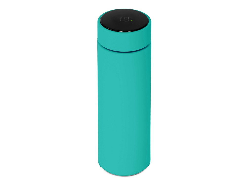 Термос FAMILY MARK LED, индикатор, soft touch (бирюзовый) (Изображение 5)