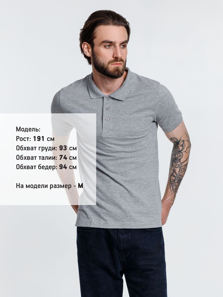 Рубашка поло мужская Adam, серый меланж, размер XL (Изображение 4)