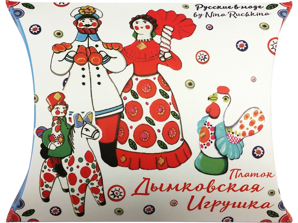 Платок «Дымковская игрушка» (разноцветный) (Изображение 3)