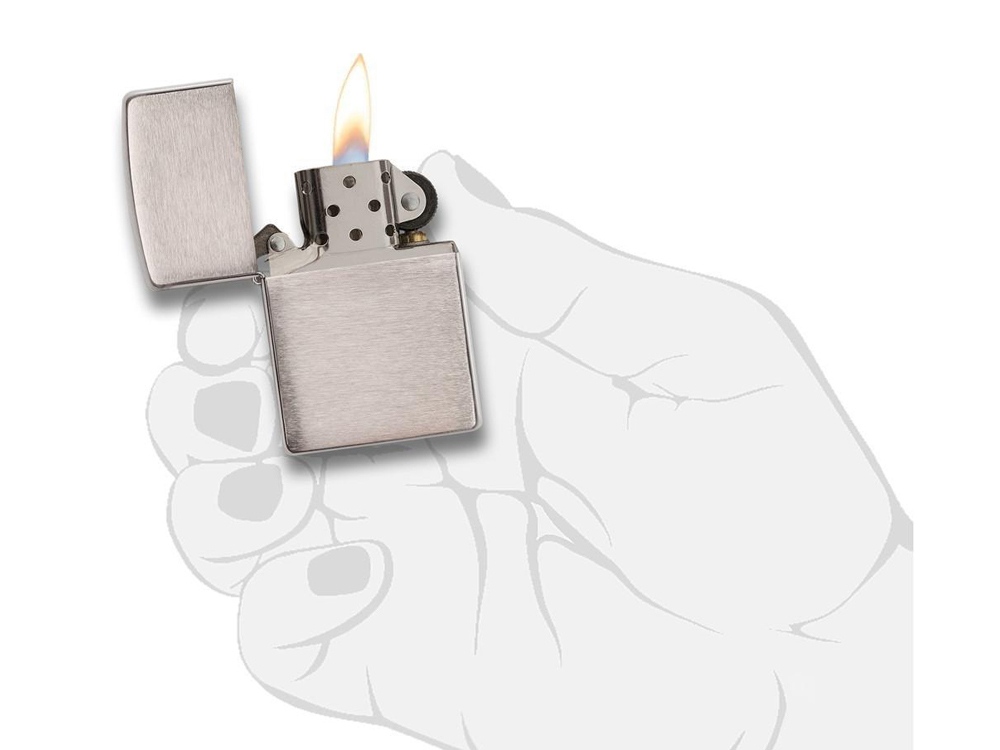 Зажигалка ZIPPO Classic с покрытием Brushed Chrome (серебристый) (Изображение 3)