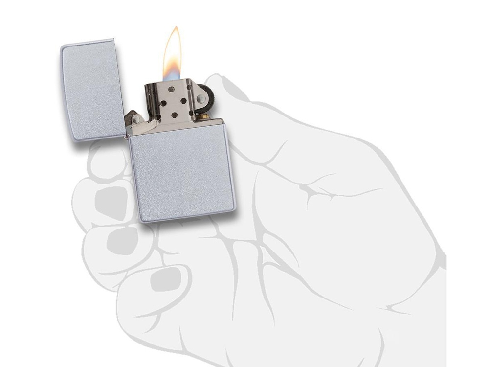 Зажигалка ZIPPO Classic с покрытием Satin Chrome™ (серебристый) (Изображение 5)