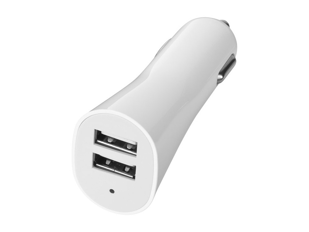 Адаптер автомобильный «Split», USB x 2 (белый) (Изображение 1)