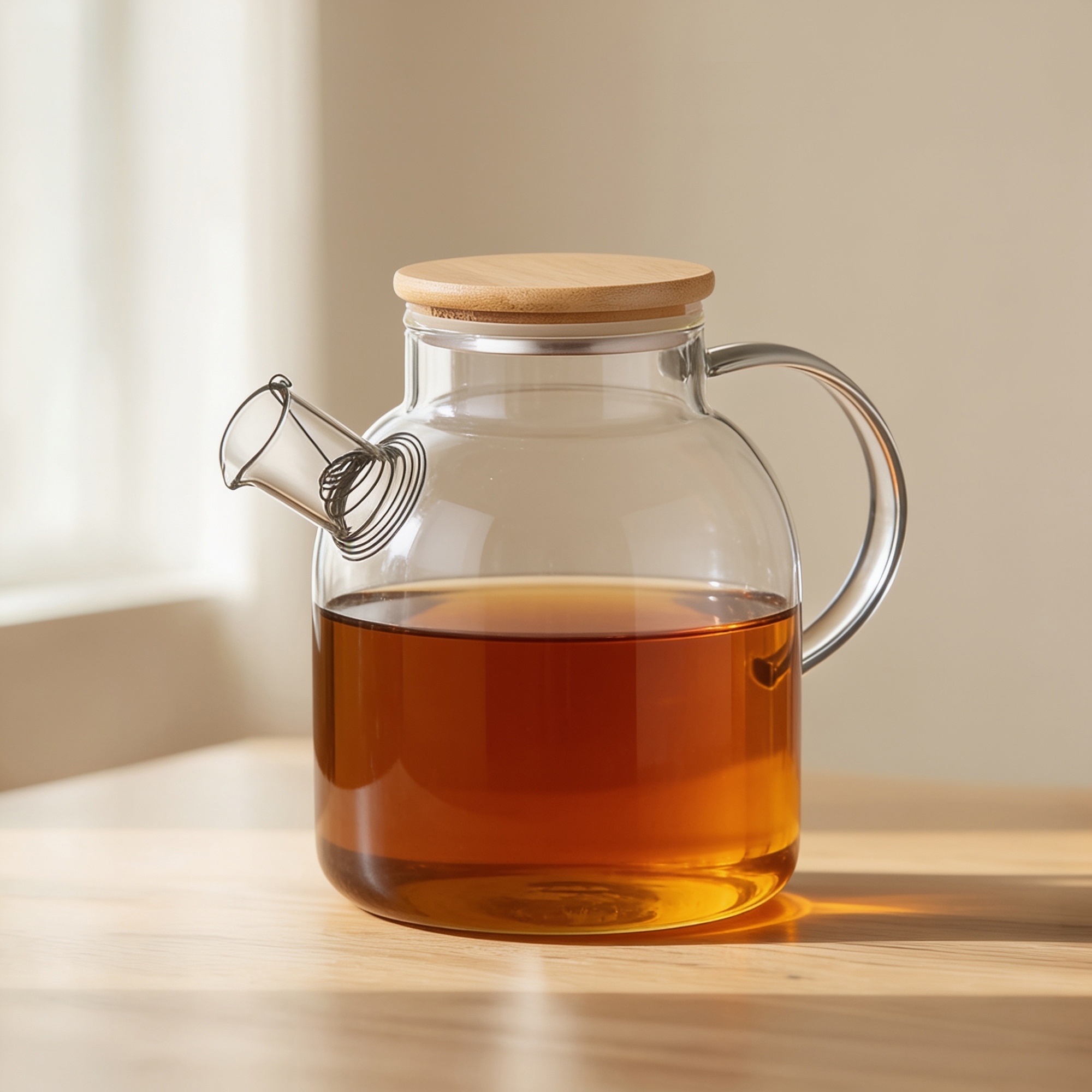 Стеклянный чайник с бамбуковой крышкой «Sencha M» (прозрачный) (Изображение 1)