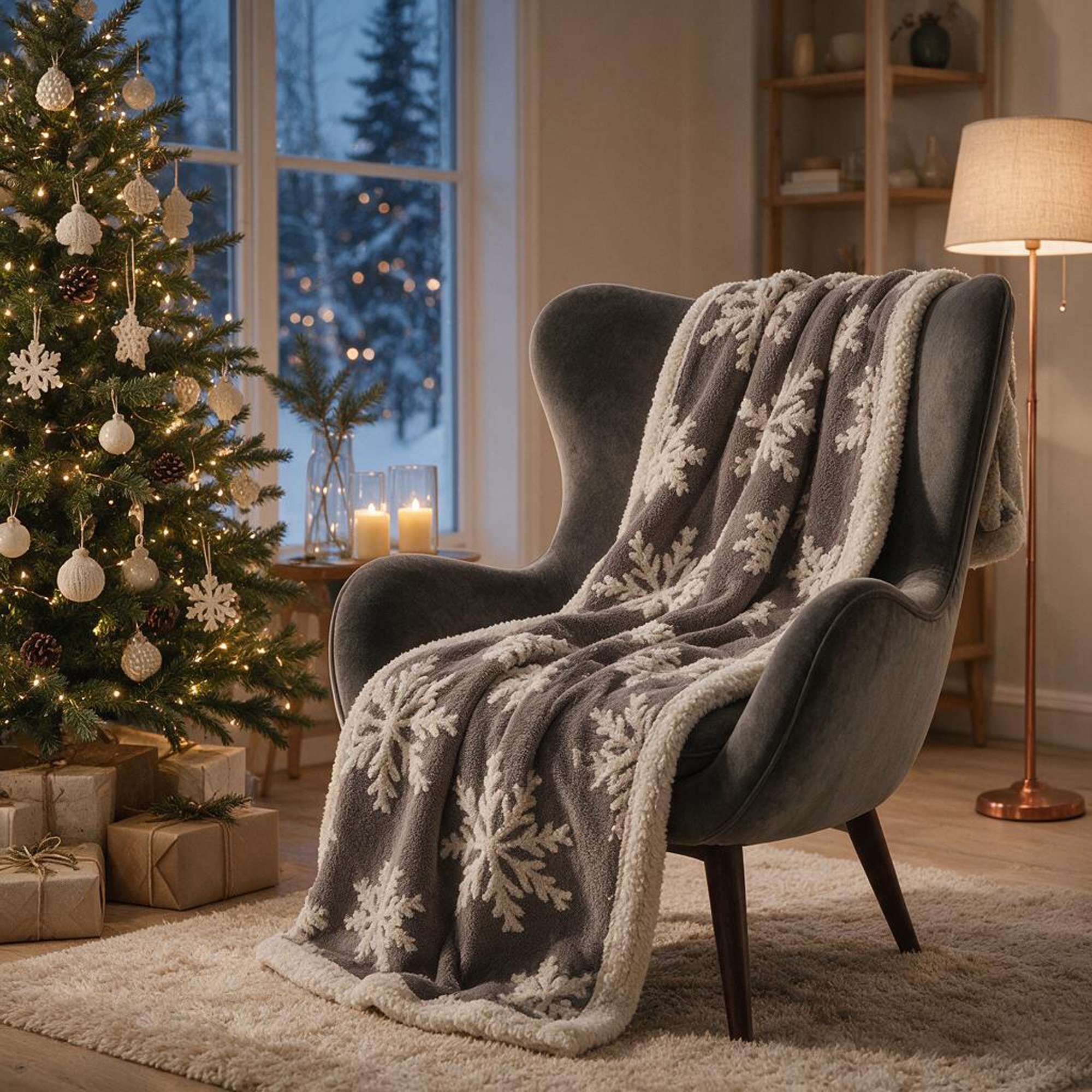 Плед Snowflake новогодний с капюшоном (Изображение 1)