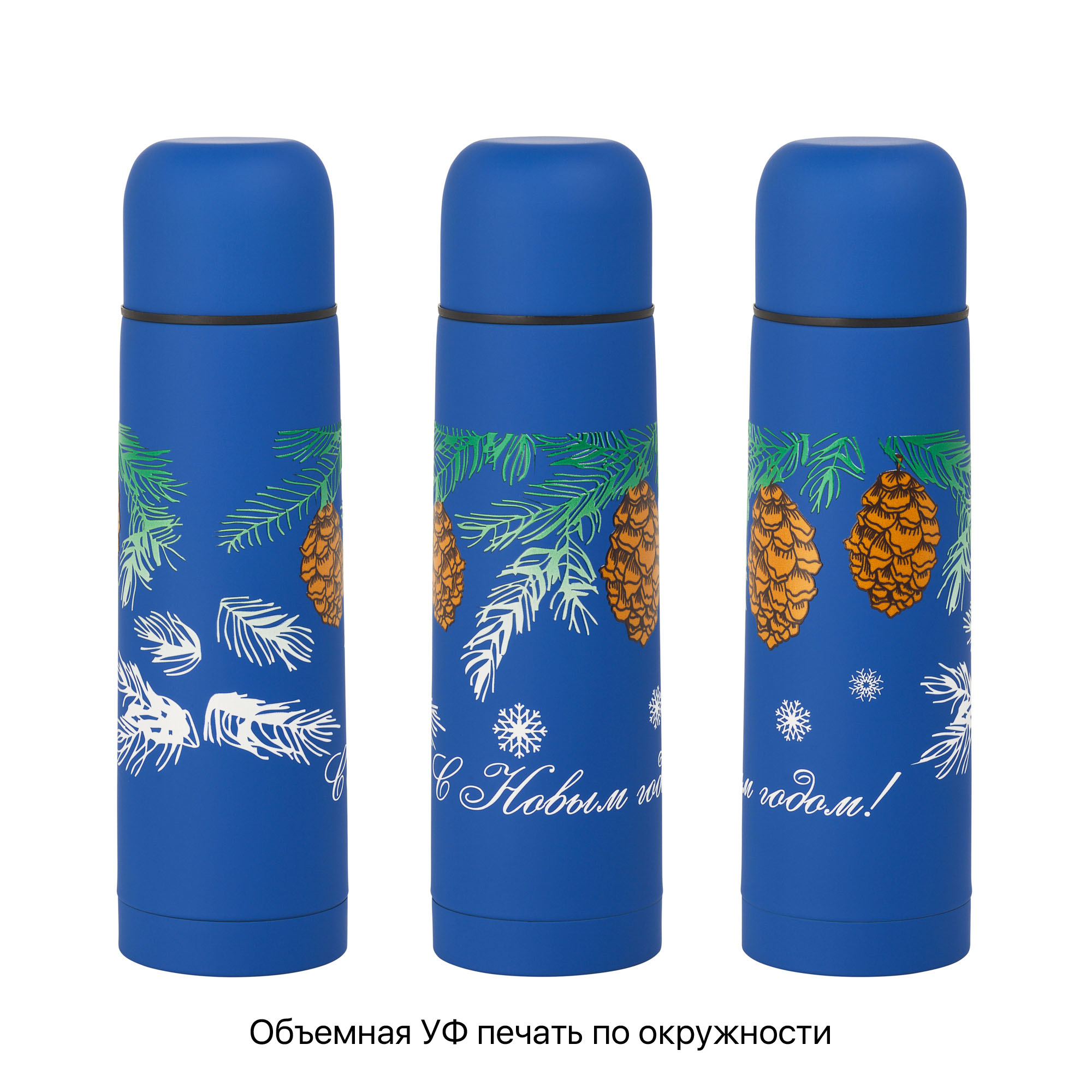 Термос "Крит" 500 мл, покрытие soft touch (синий) (Изображение 3)