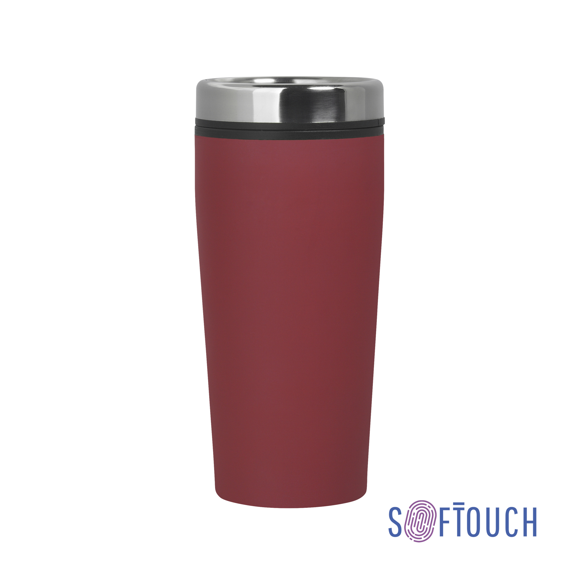 Термостакан "Европа" 500 мл, покрытие soft touch (красный) (Изображение 1)