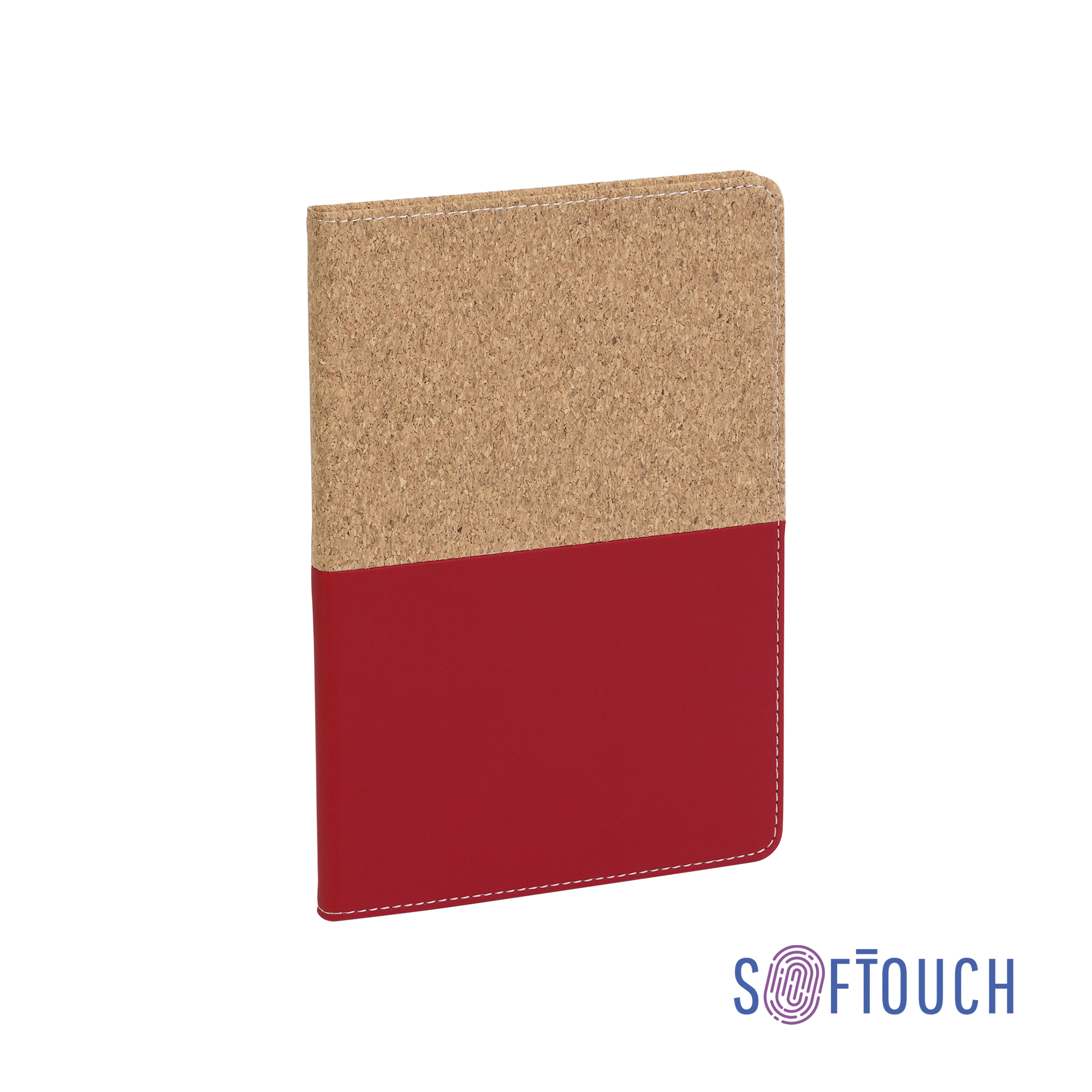 Блокнот "Фьюджи" уценка, формат А5, покрытие soft touch+пробка (красный) (Изображение 1)