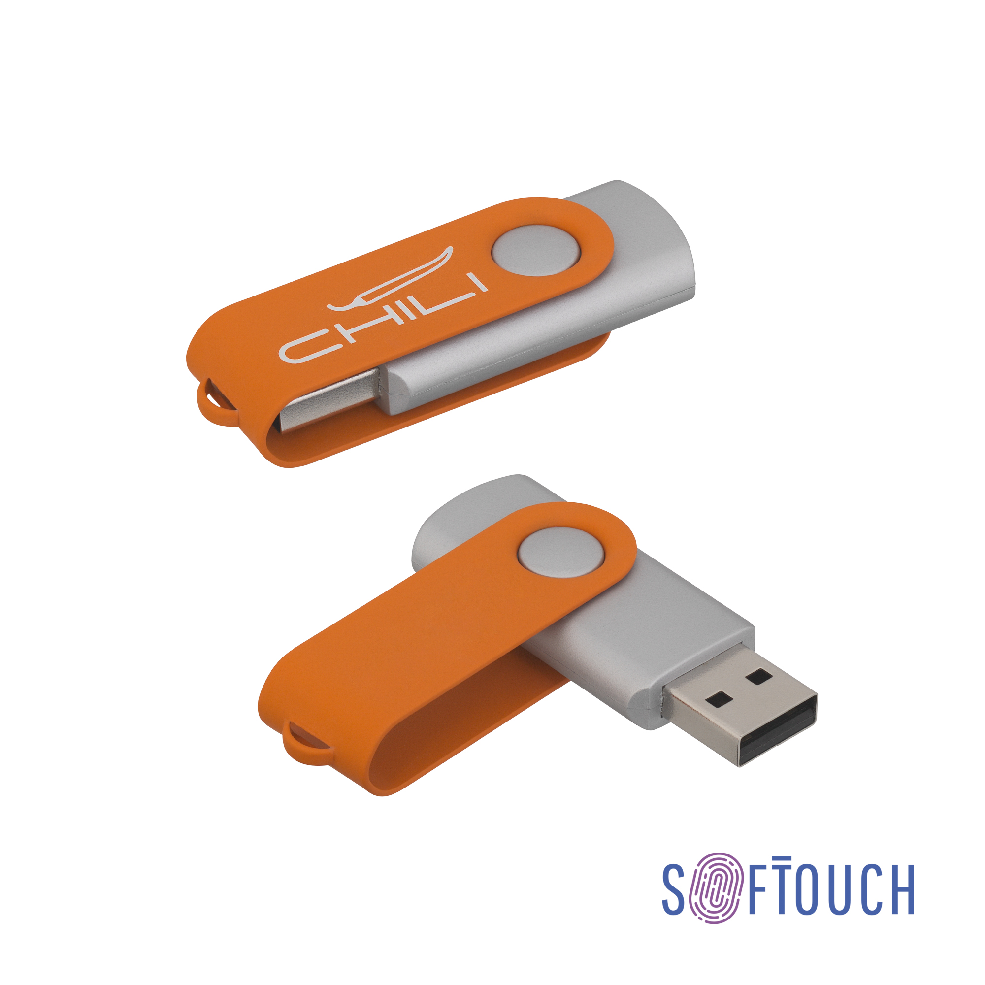 Флеш-карта "Vostok", объем памяти 16GB, покрытие soft touch# (оранжевый)
