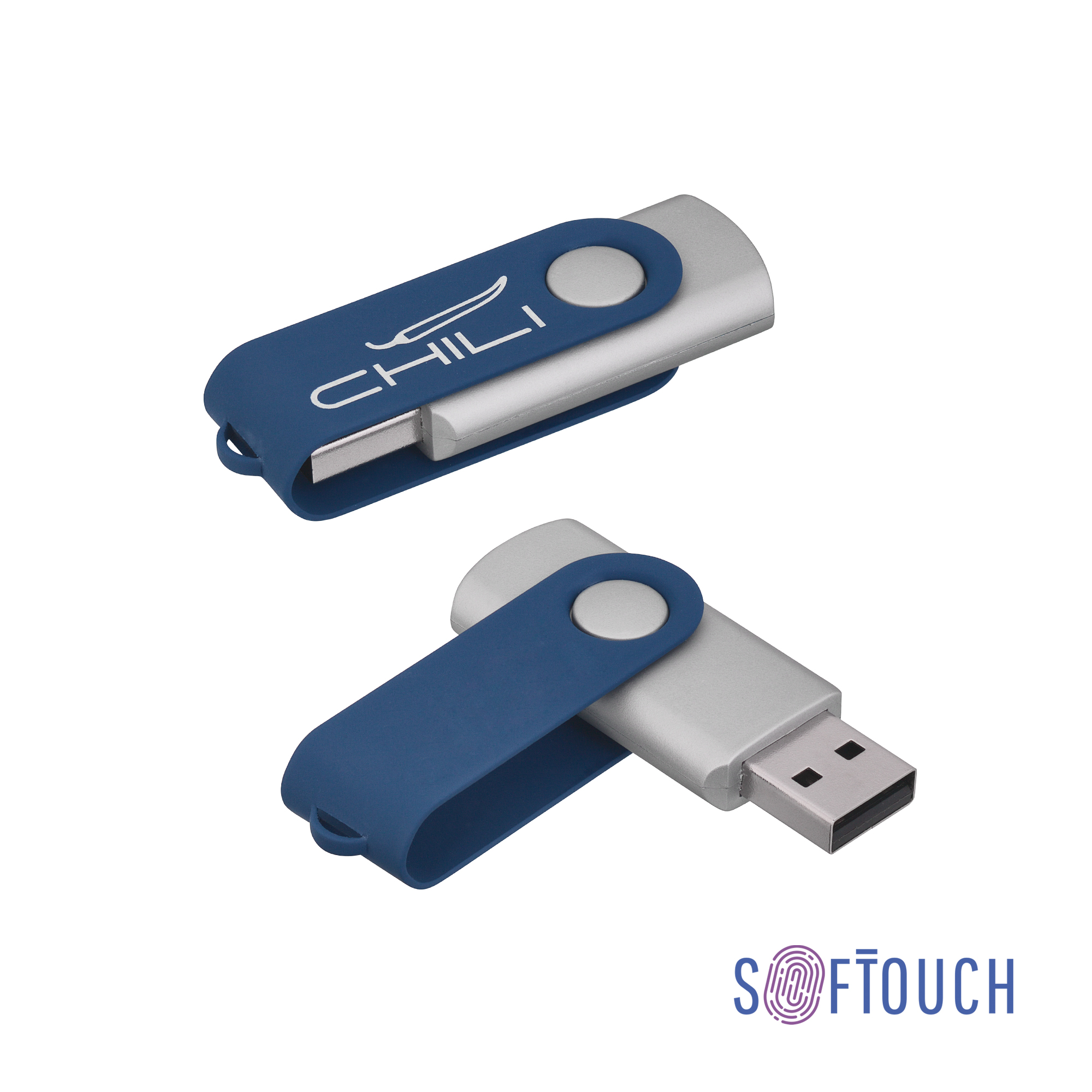 Флеш-карта "Vostok", объем памяти 16GB, покрытие soft touch# (темно-синий)