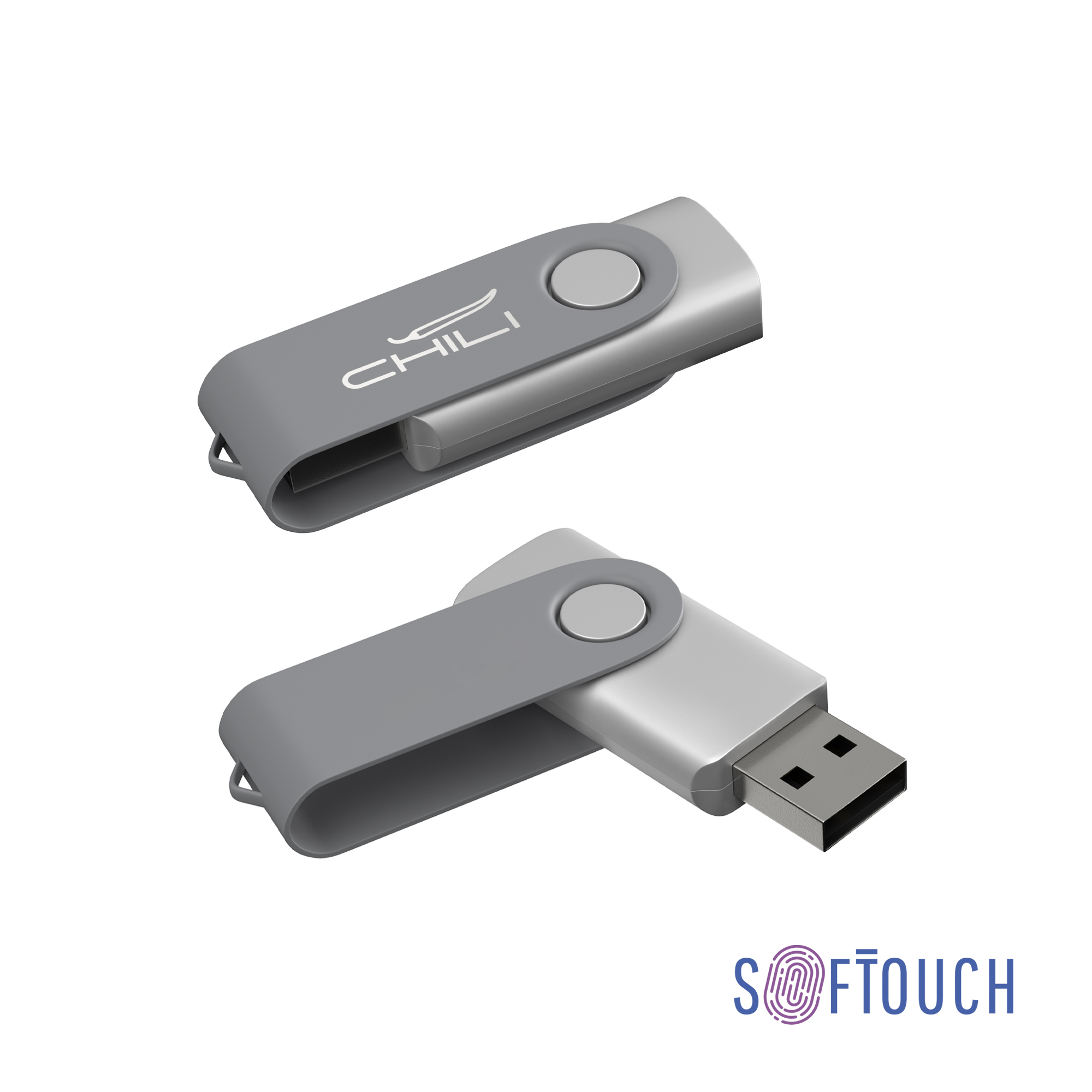 Флеш-карта "Vostok", объем памяти 16GB, покрытие soft touch# (серый)