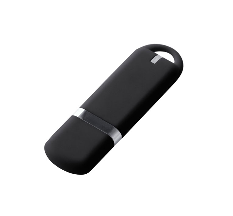 Флеш накопитель USB 2.0 Memo 16GB, пластик Софт Тач, черный/черный (Изображение 1)