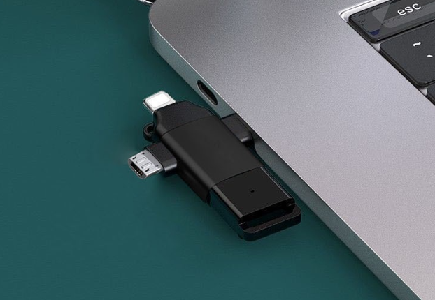 Переходник (адаптер) OTG 4 в 1 (micro USB, Lightning, Type C, USB A, speed up to 5 gigabit (Изображение 3)