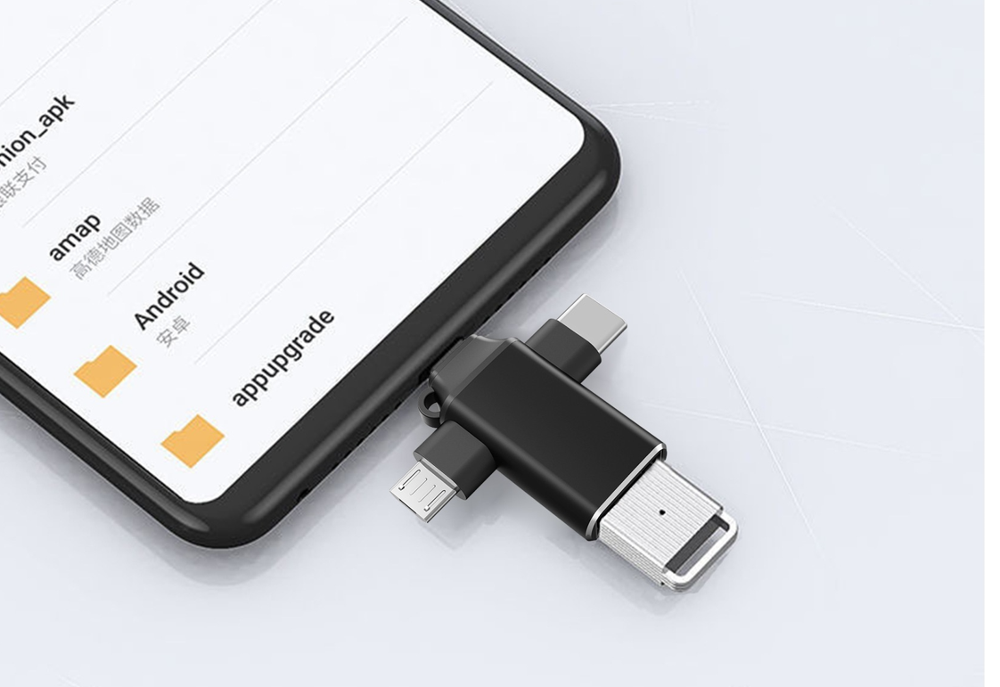 Переходник (адаптер) OTG 4 в 1 (micro USB, Lightning, Type C, USB A, speed up to 5 gigabit (Изображение 5)