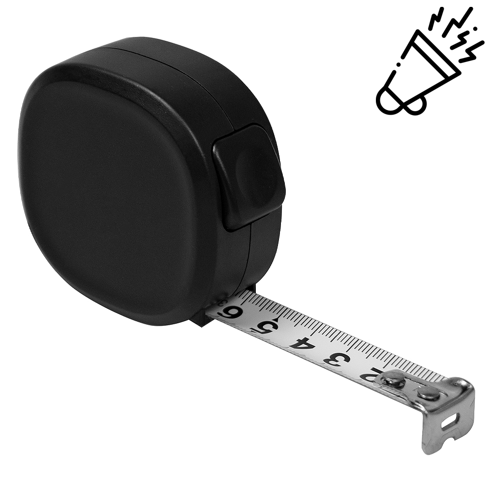 Рулетка Tools Trecker 3 метра, черная, пластиковая, с трещоткой и ремешком (Изображение 1)
