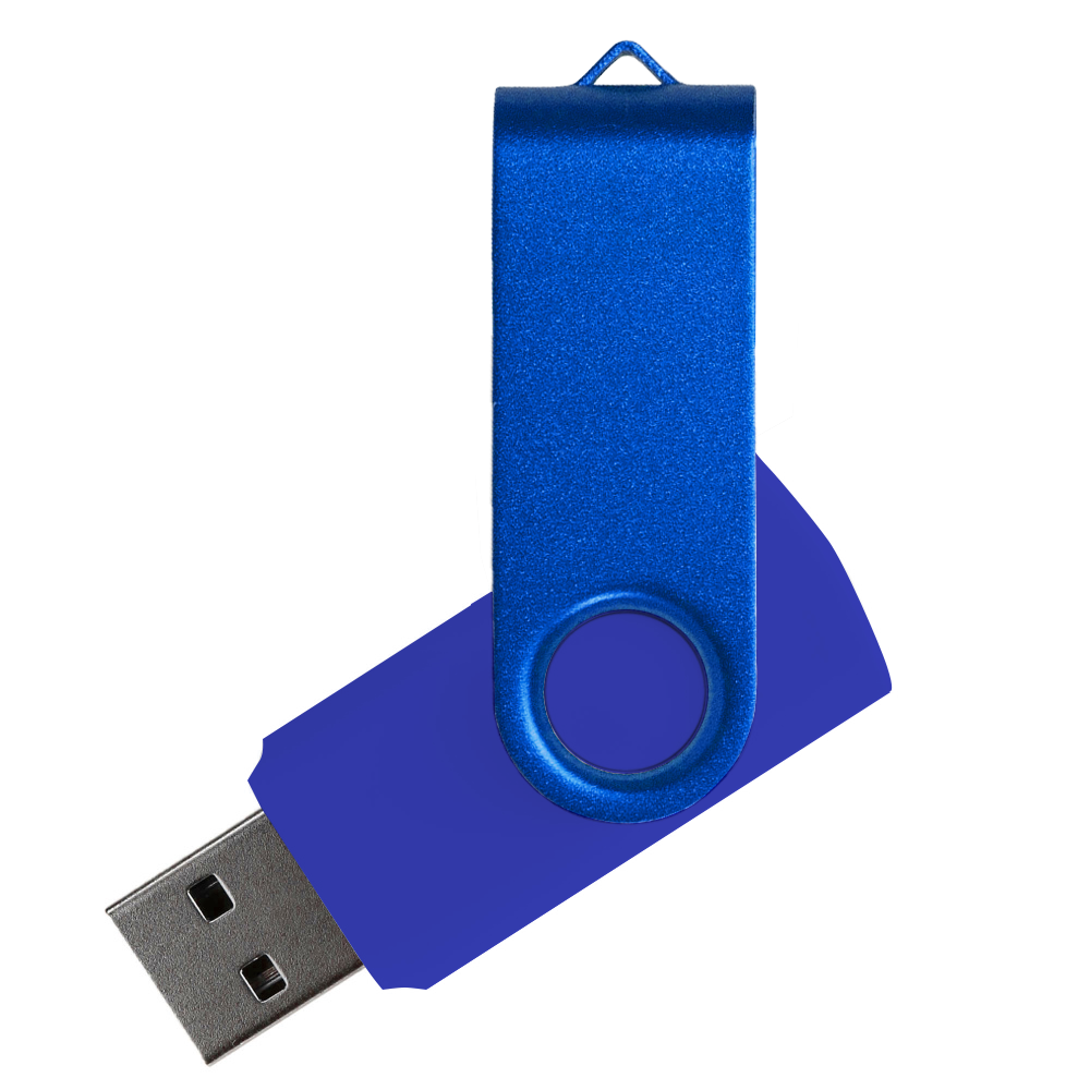 Флеш накопитель USB 2.0 Twister Assembly 16GB, пластик Софт Тач/металл, синий/синий (Изображение 1)