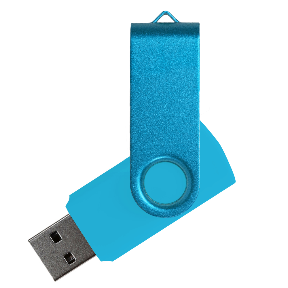 Флеш накопитель USB 2.0 Twister Assembly 16GB, пластик Софт Тач/металл, голубой/голубой (Изображение 1)