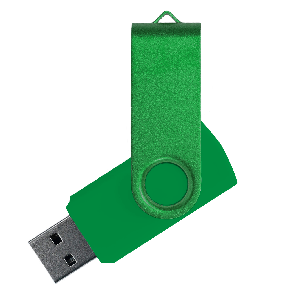Флеш накопитель USB 2.0 Twister Assembly 16GB, пластик Софт Тач/металл, зеленый/зеленый (Изображение 1)