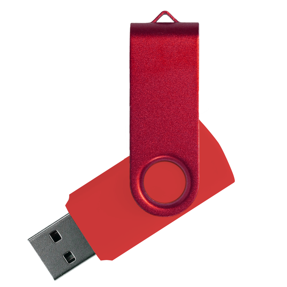 Флеш накопитель USB 2.0 Twister Assembly 16GB, пластик Софт Тач/металл, красный/красный (Изображение 1)