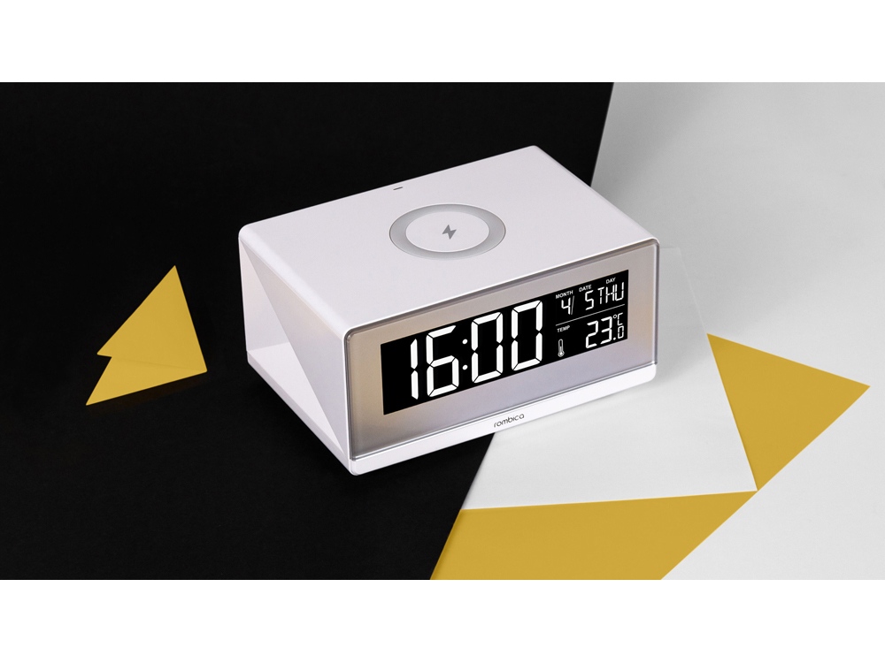 Часы с беспроводным зарядным устройством «Timebox 2» (белый) (Изображение 8)