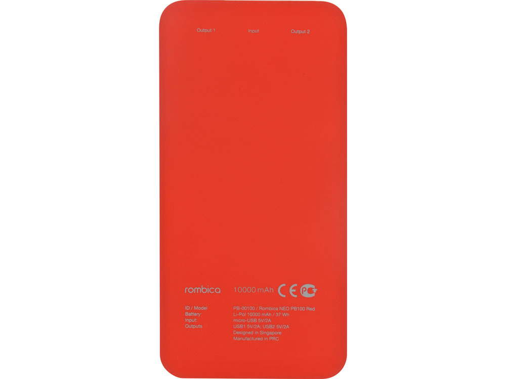 Внешний аккумулятор «NEO PB100», soft touch, 10000 mAh (красный) (Изображение 4)
