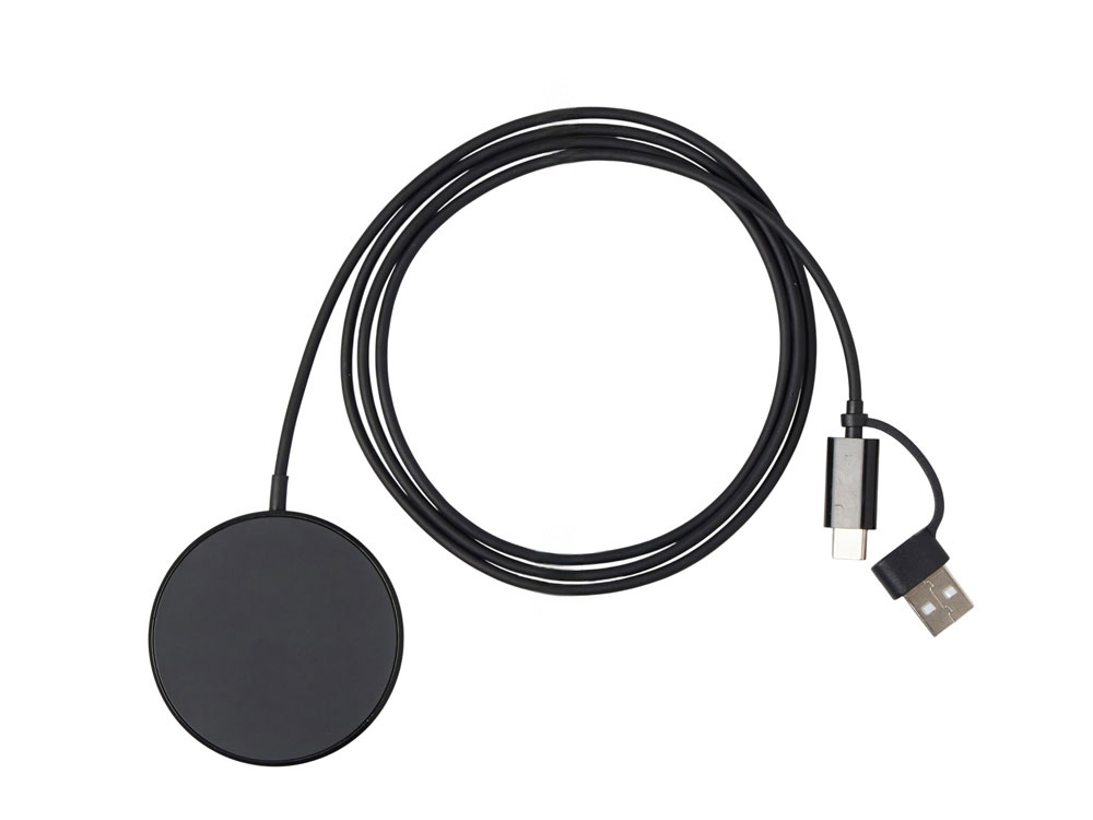 Магнитная беспроводная зарядка «Магснэп», 15 Вт (черный) (Изображение 4)