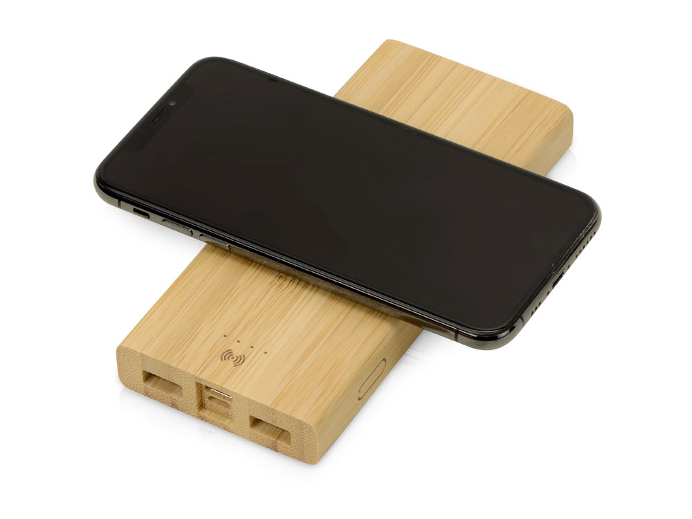 Внешний беспроводной аккумулятор из бамбука «Bamboo Air», 10000 mAh (Изображение 3)