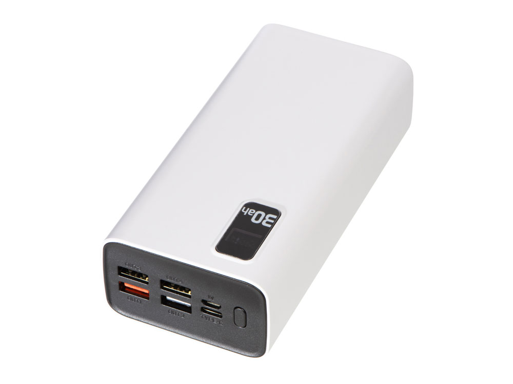 Портативный внешний аккумулятор «FAST», 30000 mAh (белый) (Изображение 4)