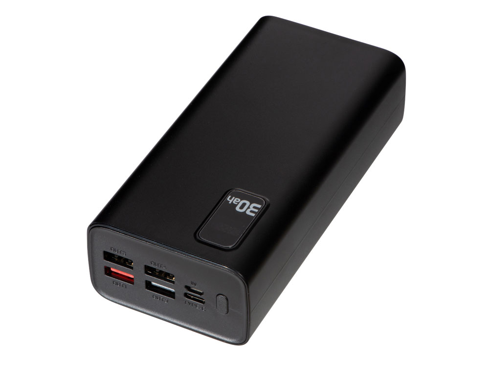 Портативный внешний аккумулятор «FAST», 30000 mAh (черный) (Изображение 4)