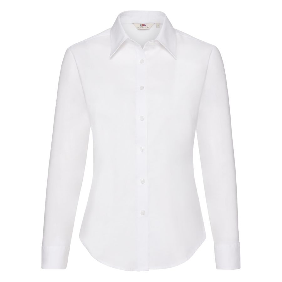 Рубашка "Lady-Fit Long Sleeve Oxford Shirt", белый_XL, 70% х/б, 30% п/э, 130 г/м2 (Изображение 1)