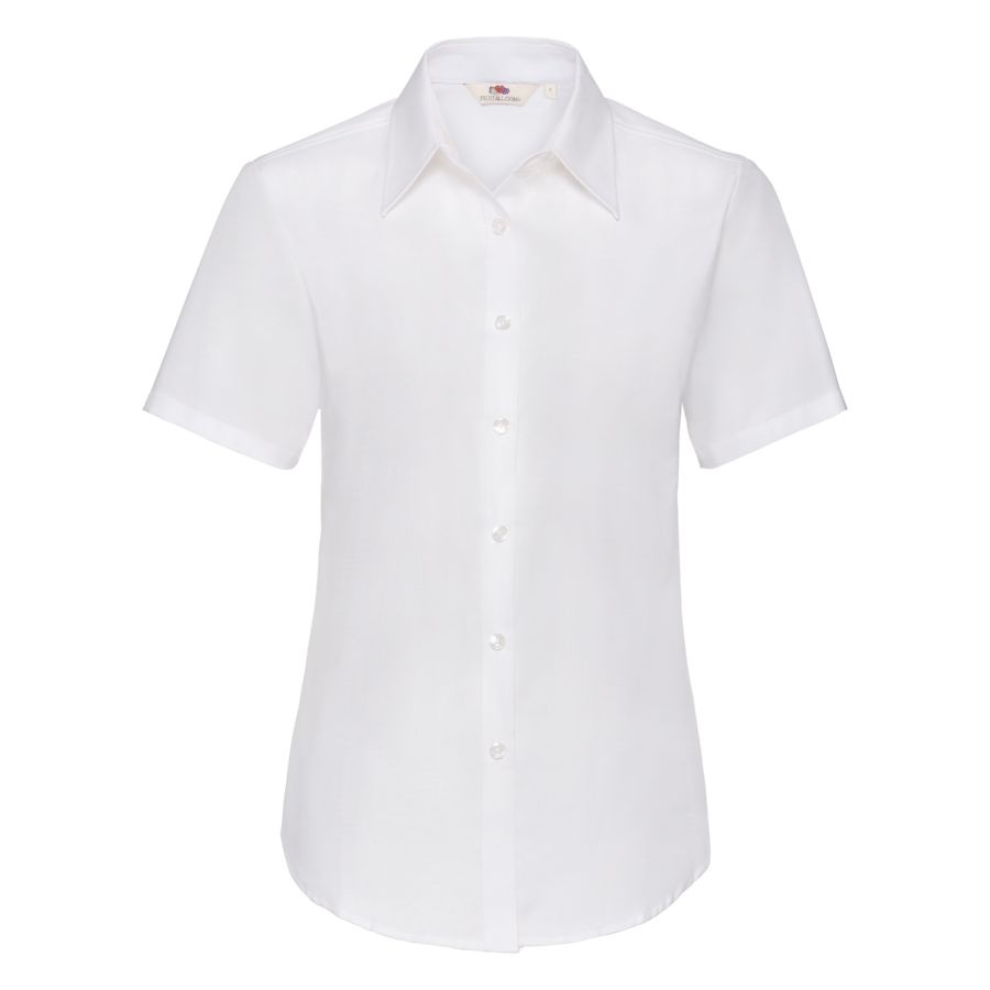 Рубашка "Lady-Fit Short Sleeve Oxford Shirt", белый_L, 70% х/б, 30% п/э, 130 г/м2 (Изображение 1)