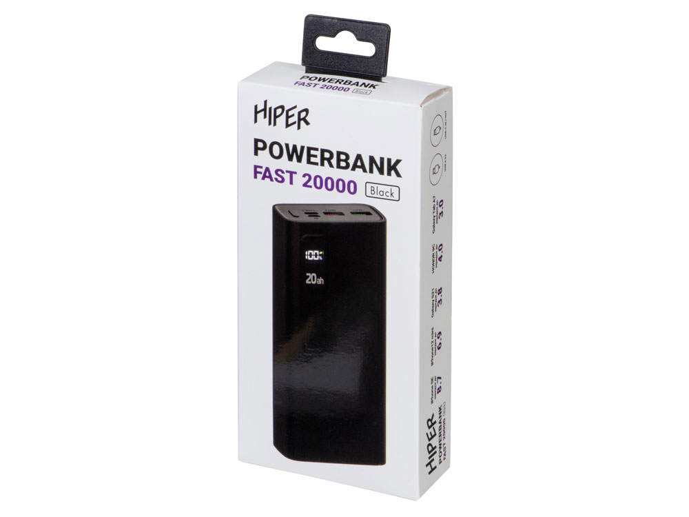 Портативный внешний аккумулятор «FAST», 20000 mAh (черный) (Изображение 9)