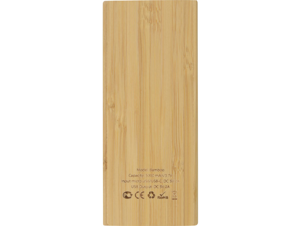 Внешний аккумулятор из бамбука «Bamboo», 5000 mAh (натуральный) (Изображение 4)