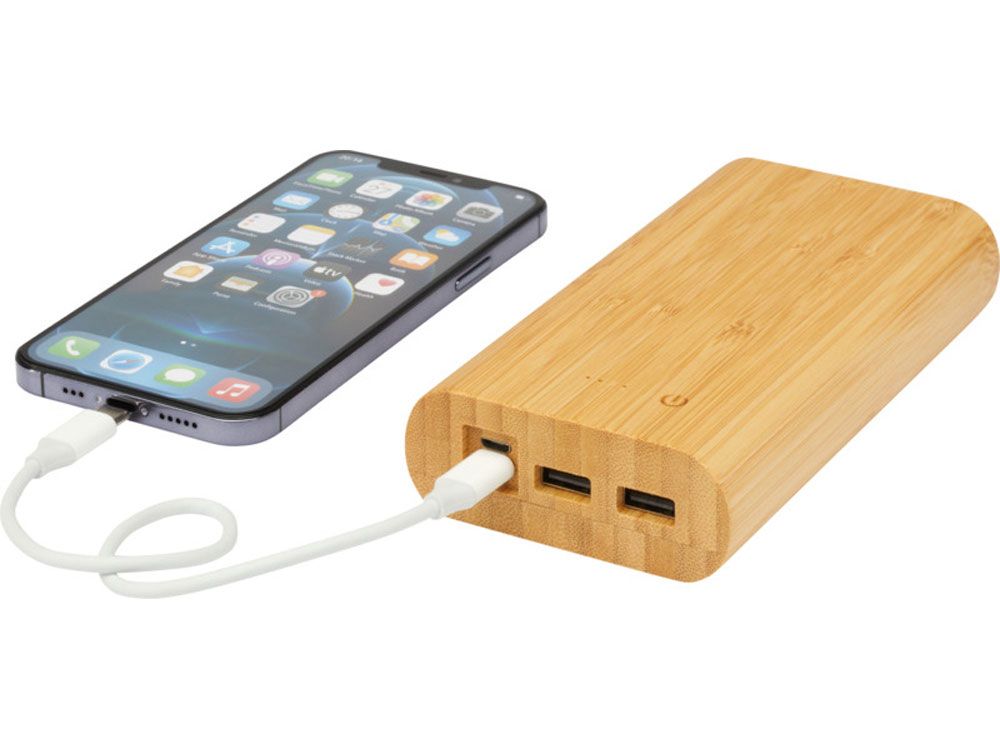 Портативное зарядное устройство «Tulda» из бамбука, 20000 mAh (натуральный) (Изображение 6)