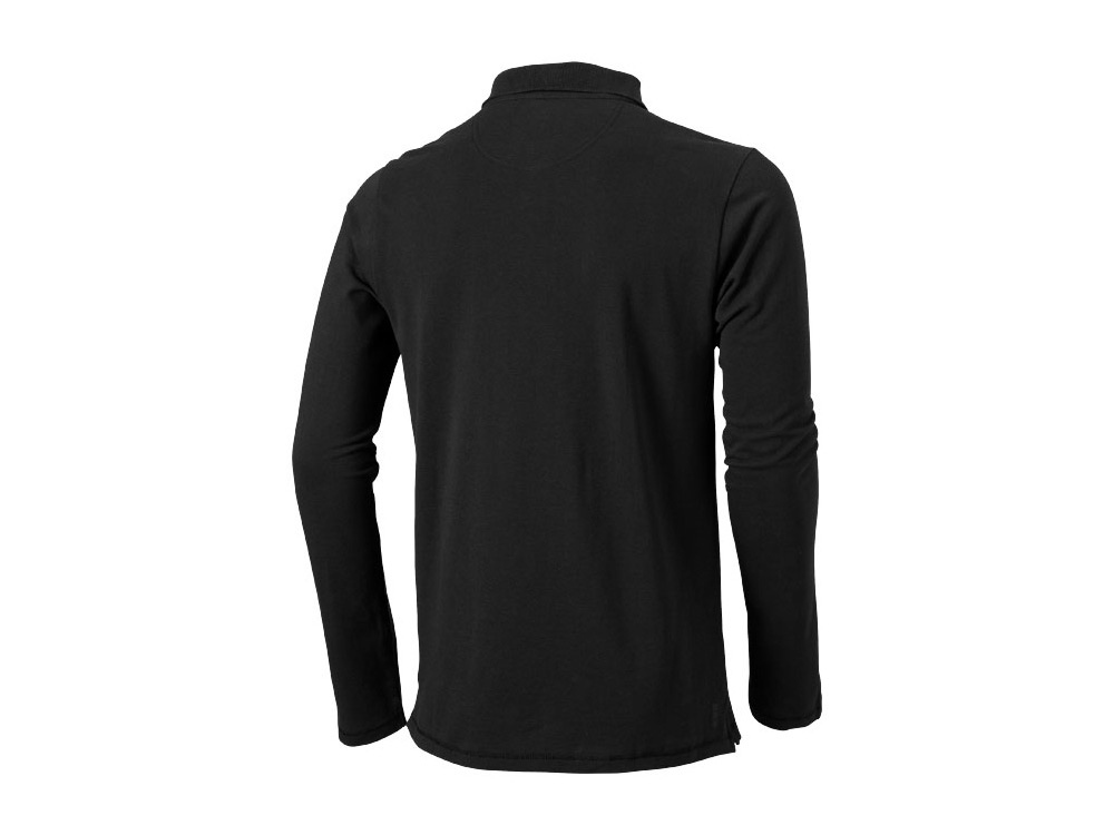 Рубашка поло Oakville мужская с длинным рукавом (черный) 3XL (Изображение 2)