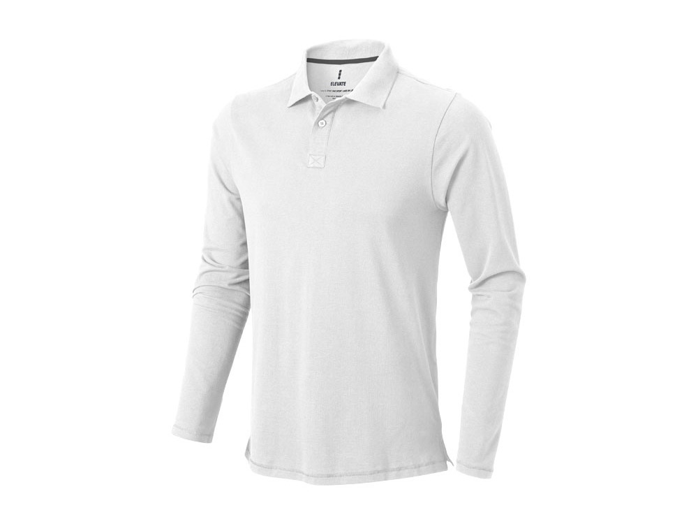 Рубашка поло Oakville мужская с длинным рукавом (белый) XS (Изображение 1)