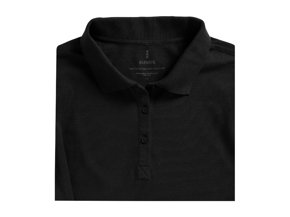 Рубашка поло Oakville женская с длинным рукавом (черный) 2XL (Изображение 4)