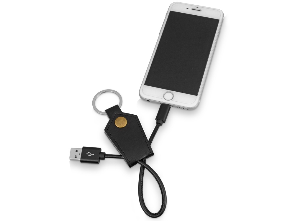 Кабель-брелок USB-Lightning Pelle, черный (Изображение 4)