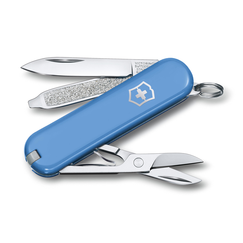 Нож-брелок VICTORINOX Classic SD Colors "Summer Rain", 58 мм, 7 функций, голубой (Изображение 1)