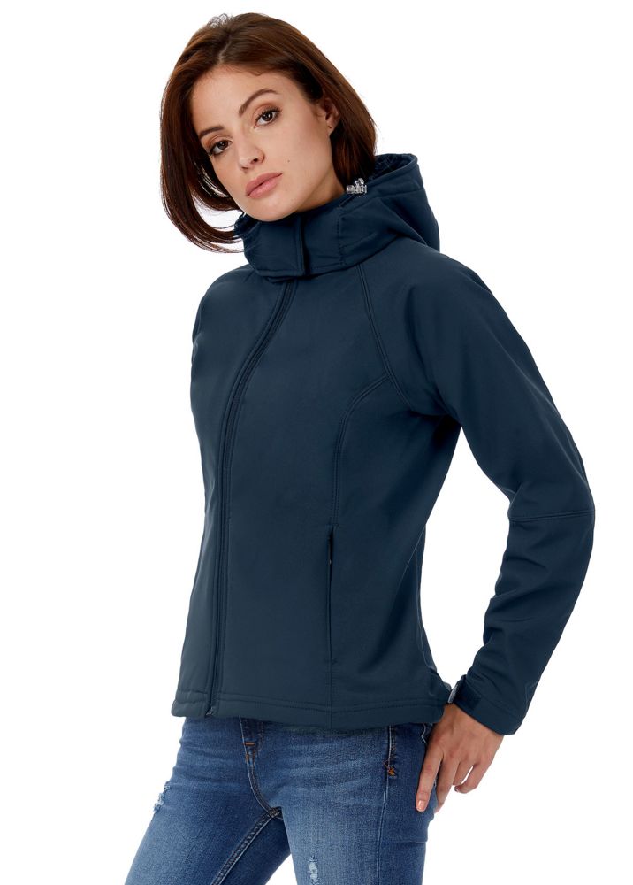 Куртка женская Hooded Softshell темно-синяя, размер XL (Изображение 8)