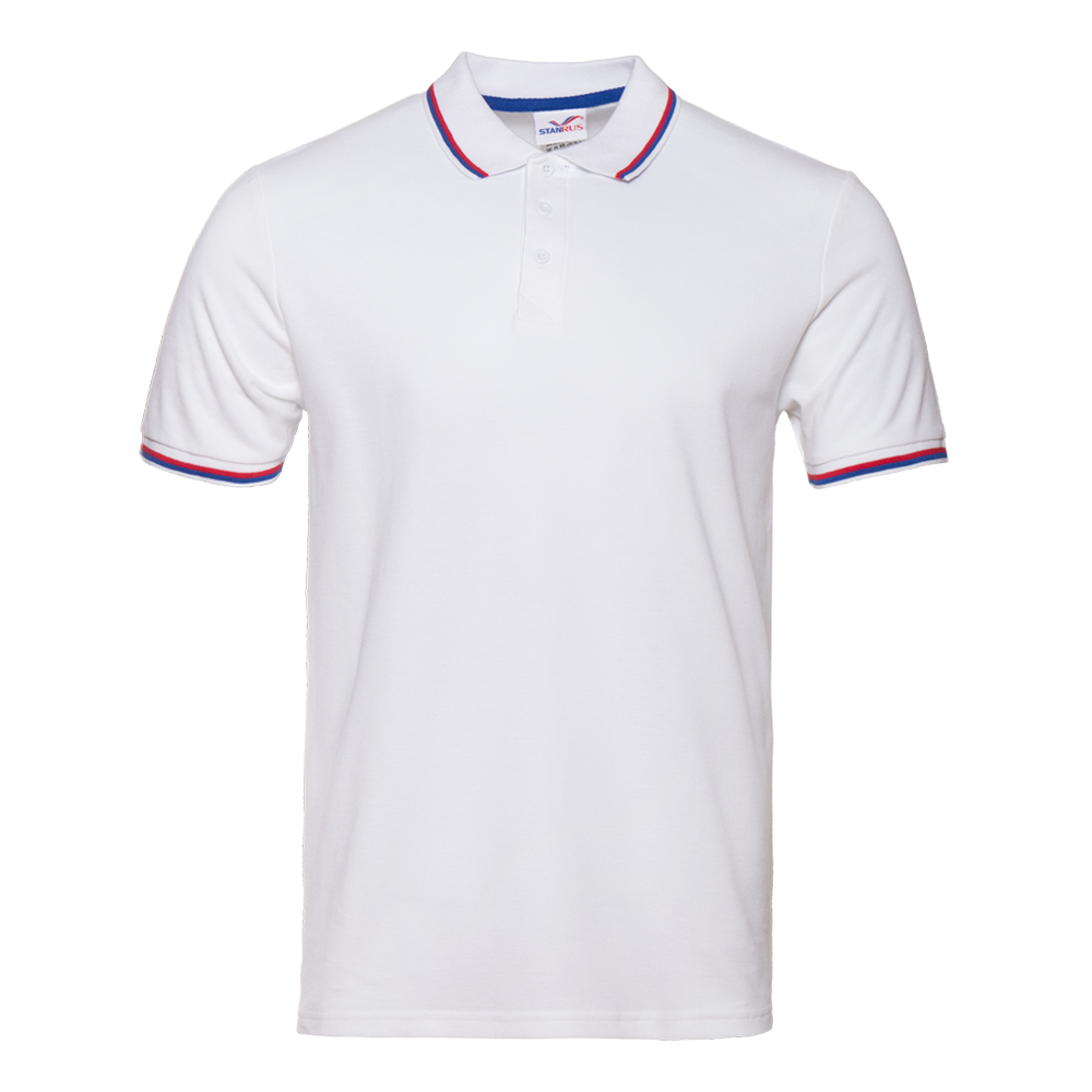 Рубашка поло мужская триколор STAN хлопок/полиэстер 185, 04RUS (Белый) 60-62/5XL
