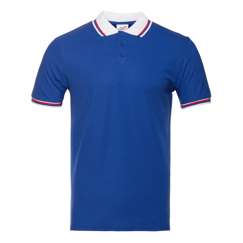 Рубашка поло мужская триколор STAN хлопок/полиэстер 185, 04RUS (Синий) 52/XL